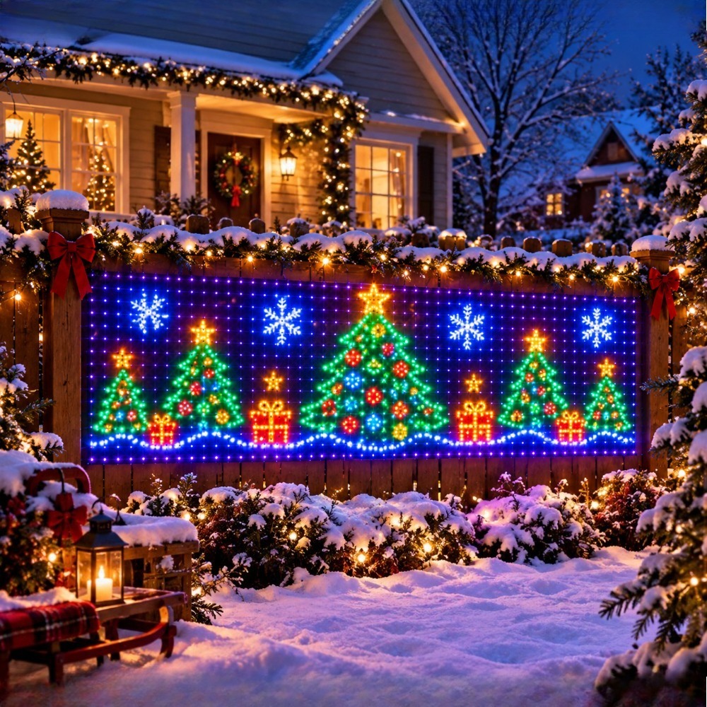 Lighting Christmas Decor - 크리스마스 선물용 패턴 네트 조명 세트,