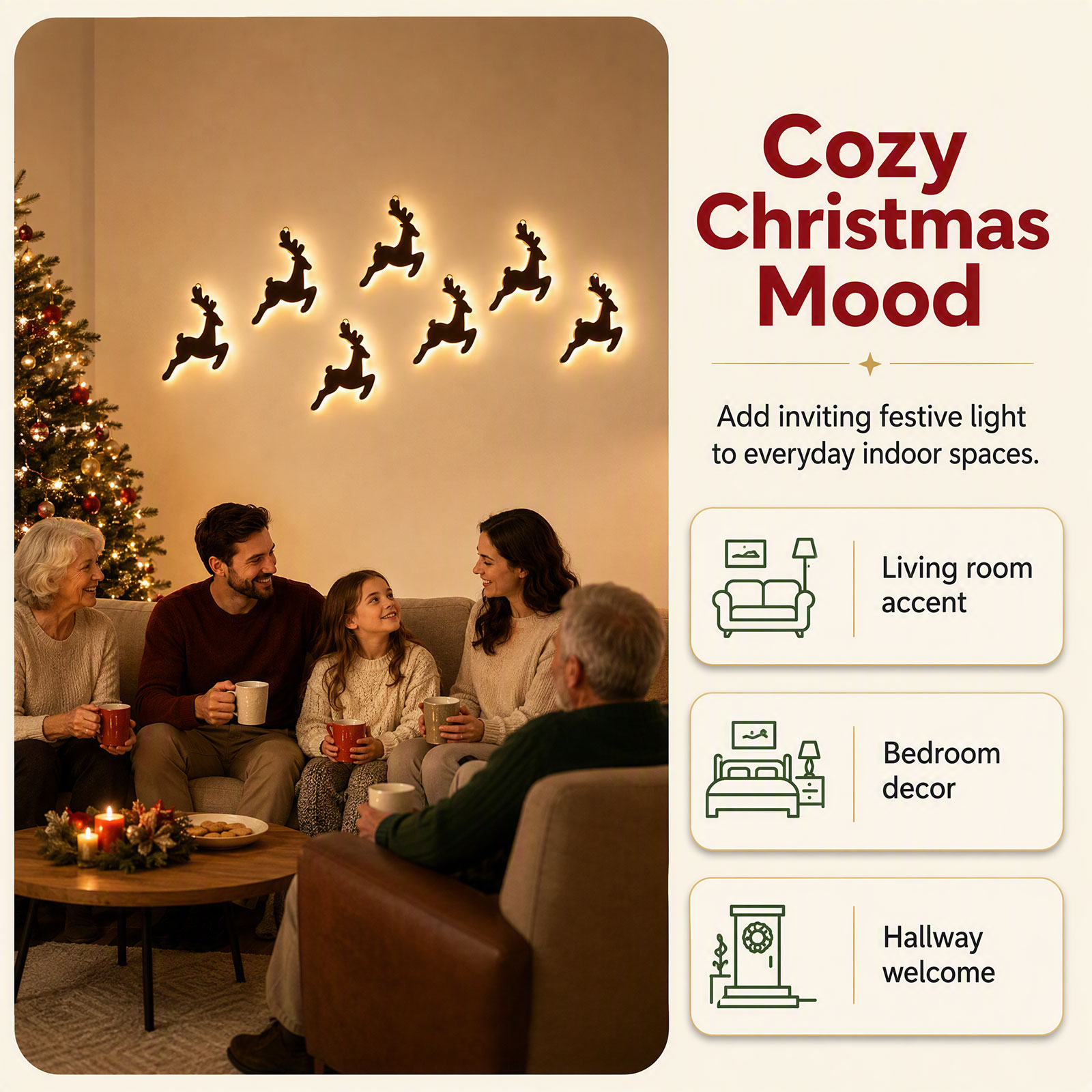 나무로 만든 루돌프 장식 7개 세트, 리모컨으로 조작  - Lighting Christmas Decor 리뷰 및 가격