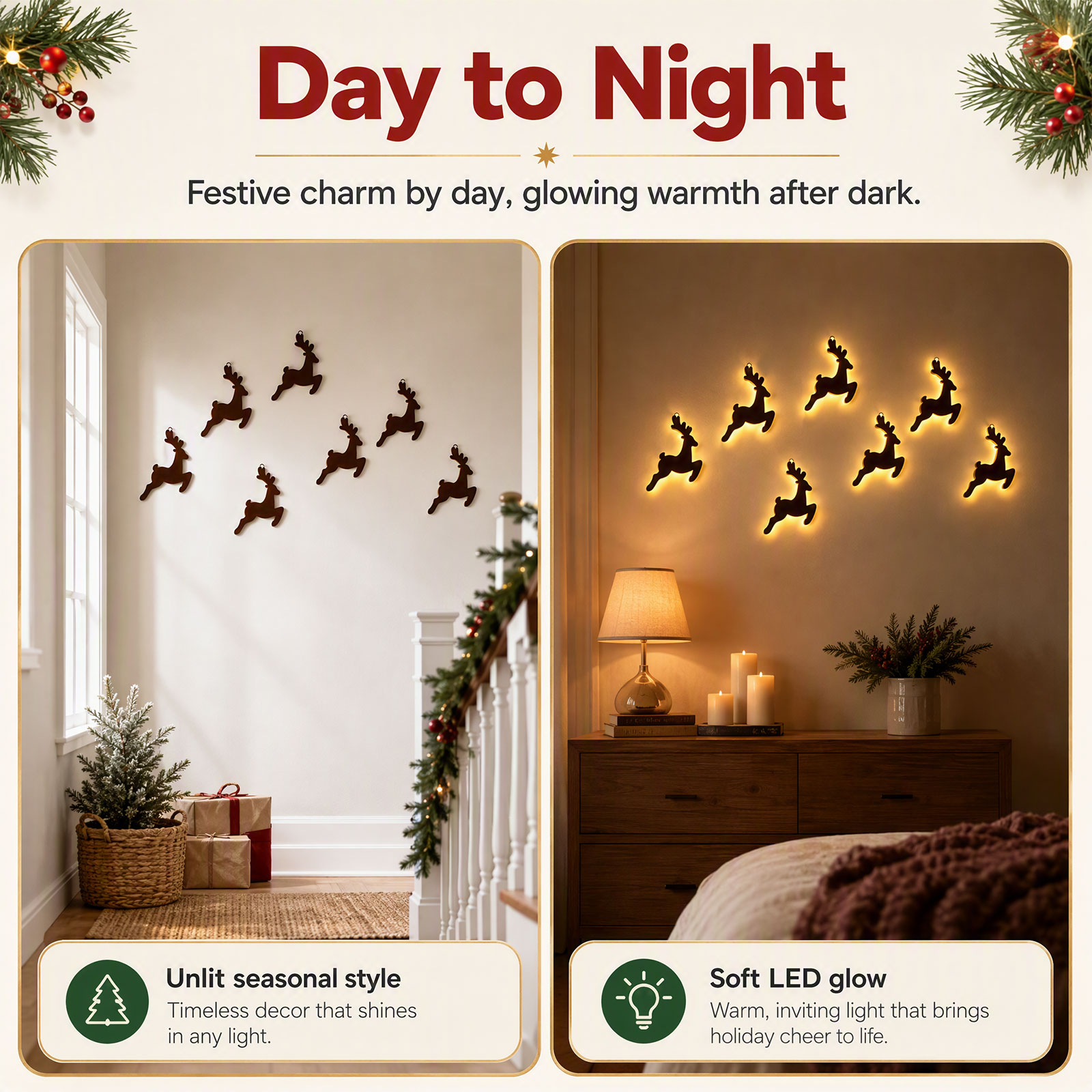 7개의 LED 조명이 들어간 루돌프 장식, 리모컨으로  - Lighting Christmas Decor 리뷰 및 가격